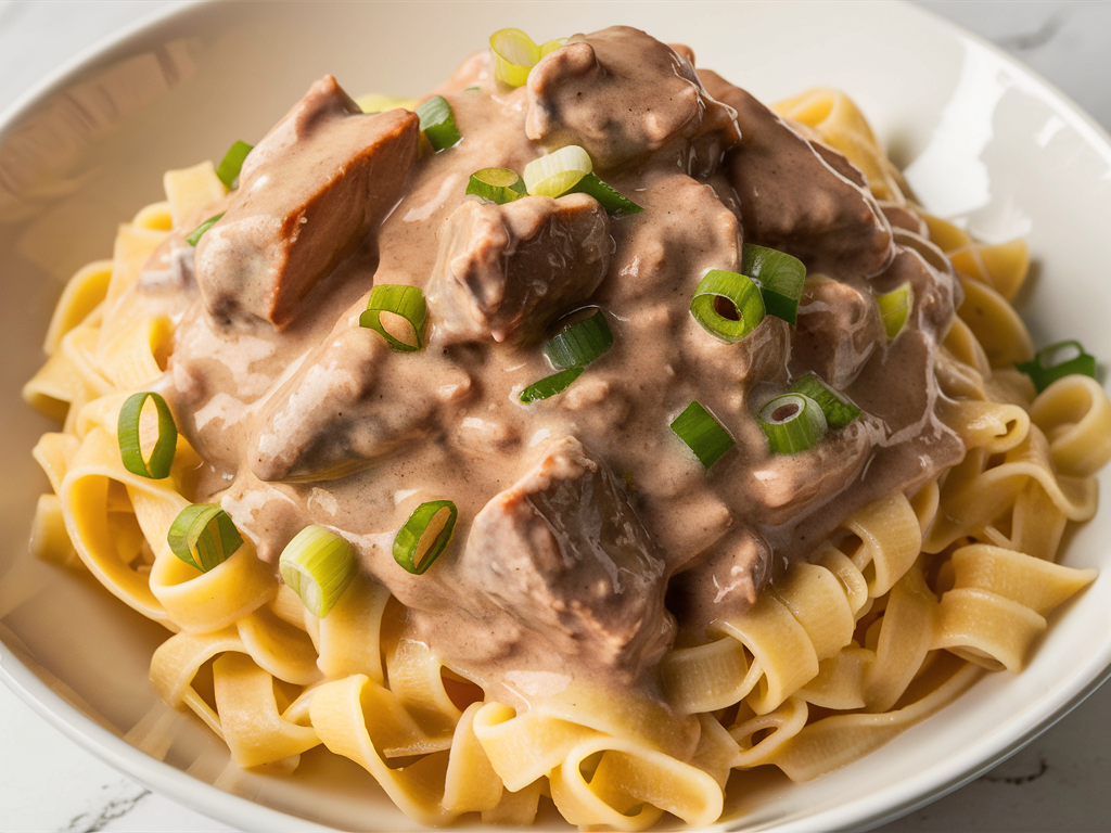 Creamy Beef Stroganoff with Ground Beef and Mushrooms