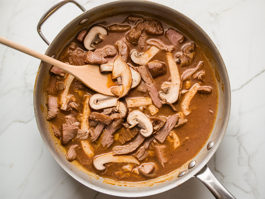 Creamy Beef Stroganoff with Ground Beef and Mushrooms